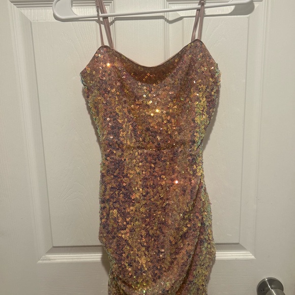 Forever 21 Sequin Prom Dress - Gold and Pink - Picture 1 of 4